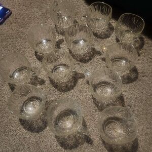 Set of 12 Clear Glass Teacups